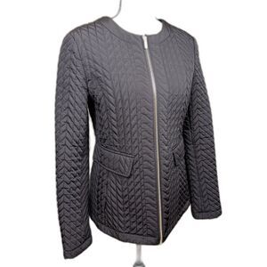 Karl Lagerfeld Paris Chevron Quilted Jacket Women Small Black Lightweight